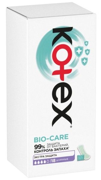 Изображение товара Прокладки Котекс Bio-Care с антибактериальным слоем Ежедневные длинные 18шт Прокладки Котекс Bio-Care с антибактериальным слоем Ежедневные длинные 18шт фотография