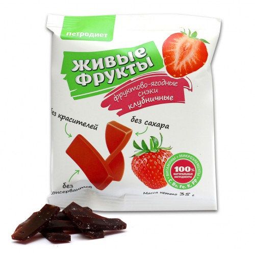 Изображение товара Снэки фруктово-ягодные живые фрукты клубника на фруктозе 35г Снэки фруктово-ягодные живые фрукты клубника на фруктозе 35г фотография