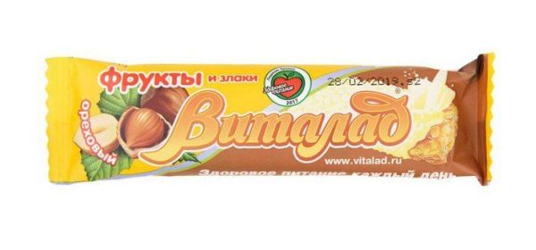 Изображение товара Батончик мюсли Виталад Ореховый на фруктозе 40г Батончик мюсли Виталад Ореховый на фруктозе 40г фотография