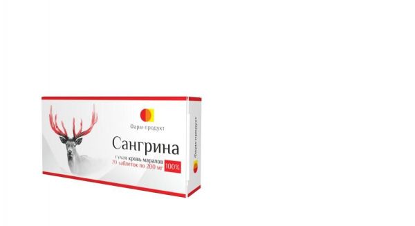 Изображение товара Сангрина сухая кровь марала, 20 таблеток Сангрина сухая кровь марала, 20 таблеток фотография