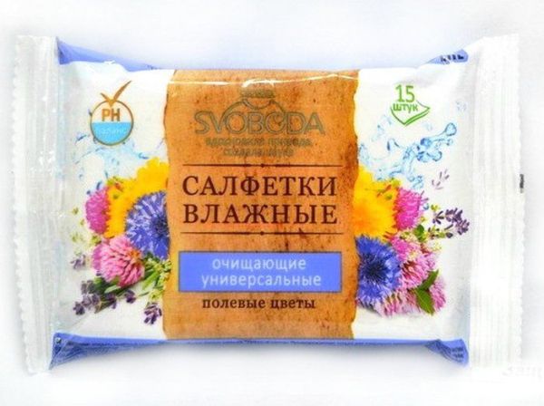 Изображение товара Салфетки влажные Свобода полевые цветы очищающие универсальные 15шт Салфетки влажные Свобода полевые цветы очищающие универсальные 15шт фотография