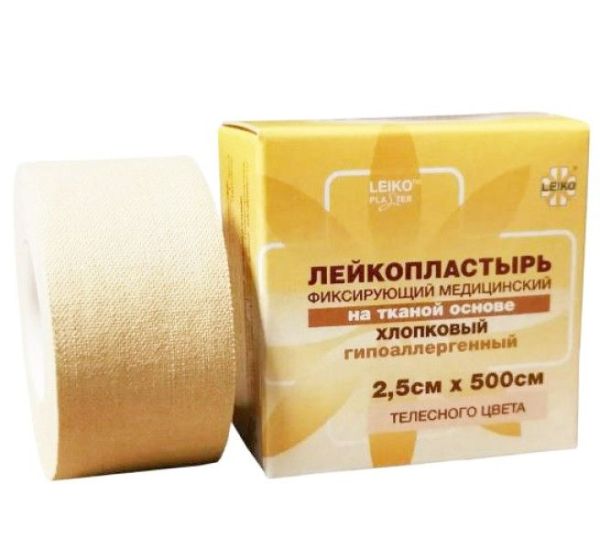 Изображение товара Лейкопластырь Leiko фиксирующий на тканой основе телесный 2смх500см Лейкопластырь Leiko фиксирующий на тканой основе телесный 2смх500см фотография